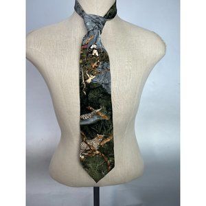 Wembley Endangered Species Made in USA Tie  OS Greens  Animals Silk